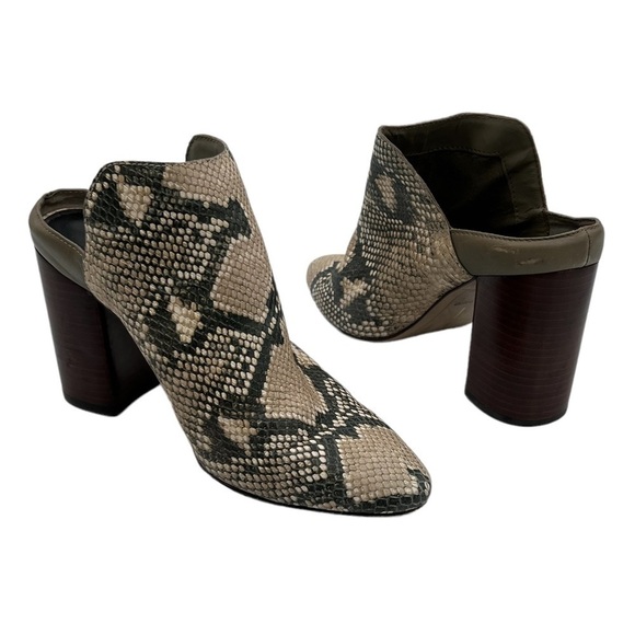 Dolce Vita Gray Cream Renly Snake Print Block Heel Slip On Mule Size 7.5 Women's - Picture 1 of 11
